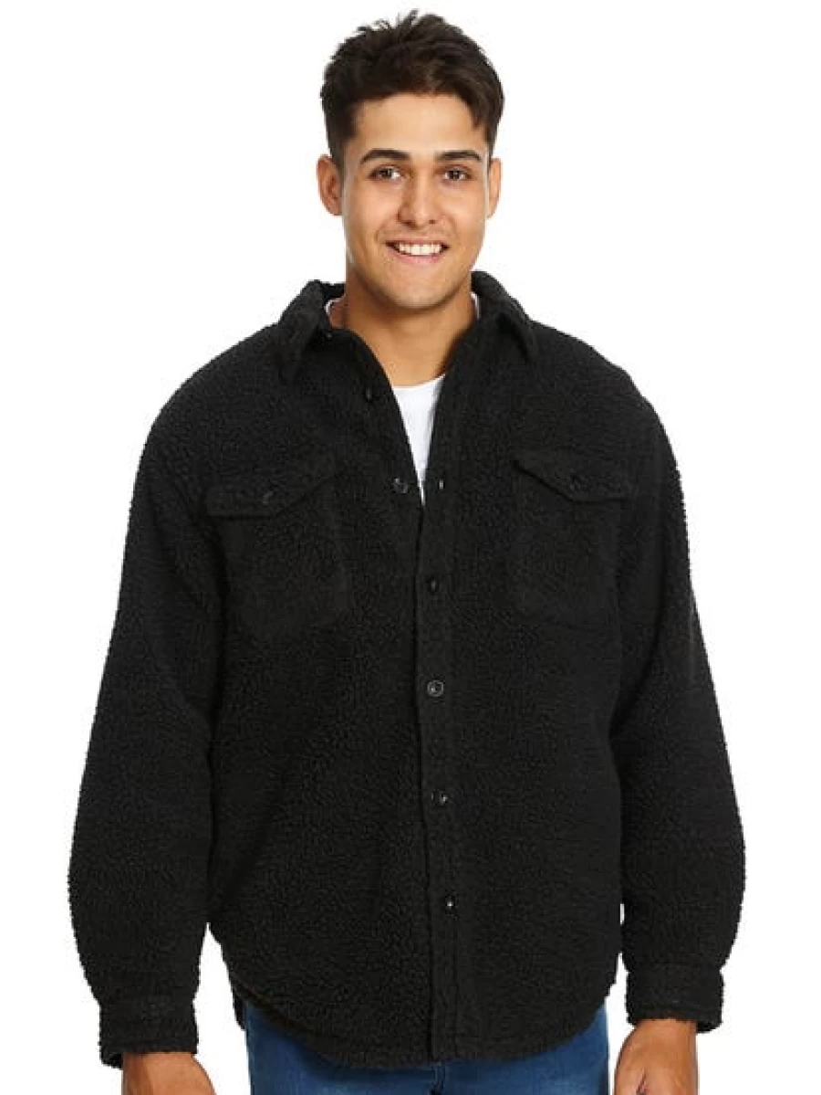 Lowes Men's Charcoal Borg Fleece Top - Soft & Comfortable Fleece Shirt