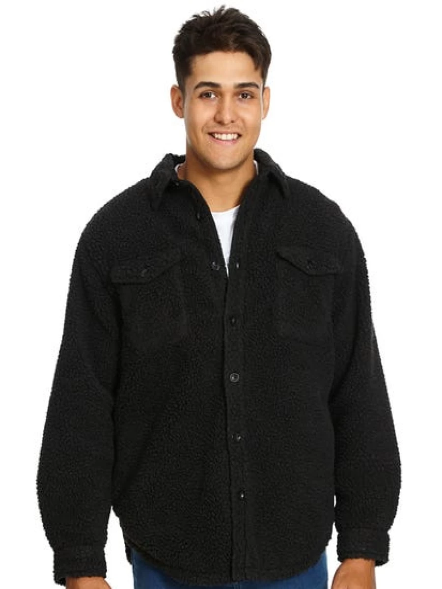 Lowes Men's Charcoal Borg Fleece Top - Soft & Comfortable Fleece Shirt