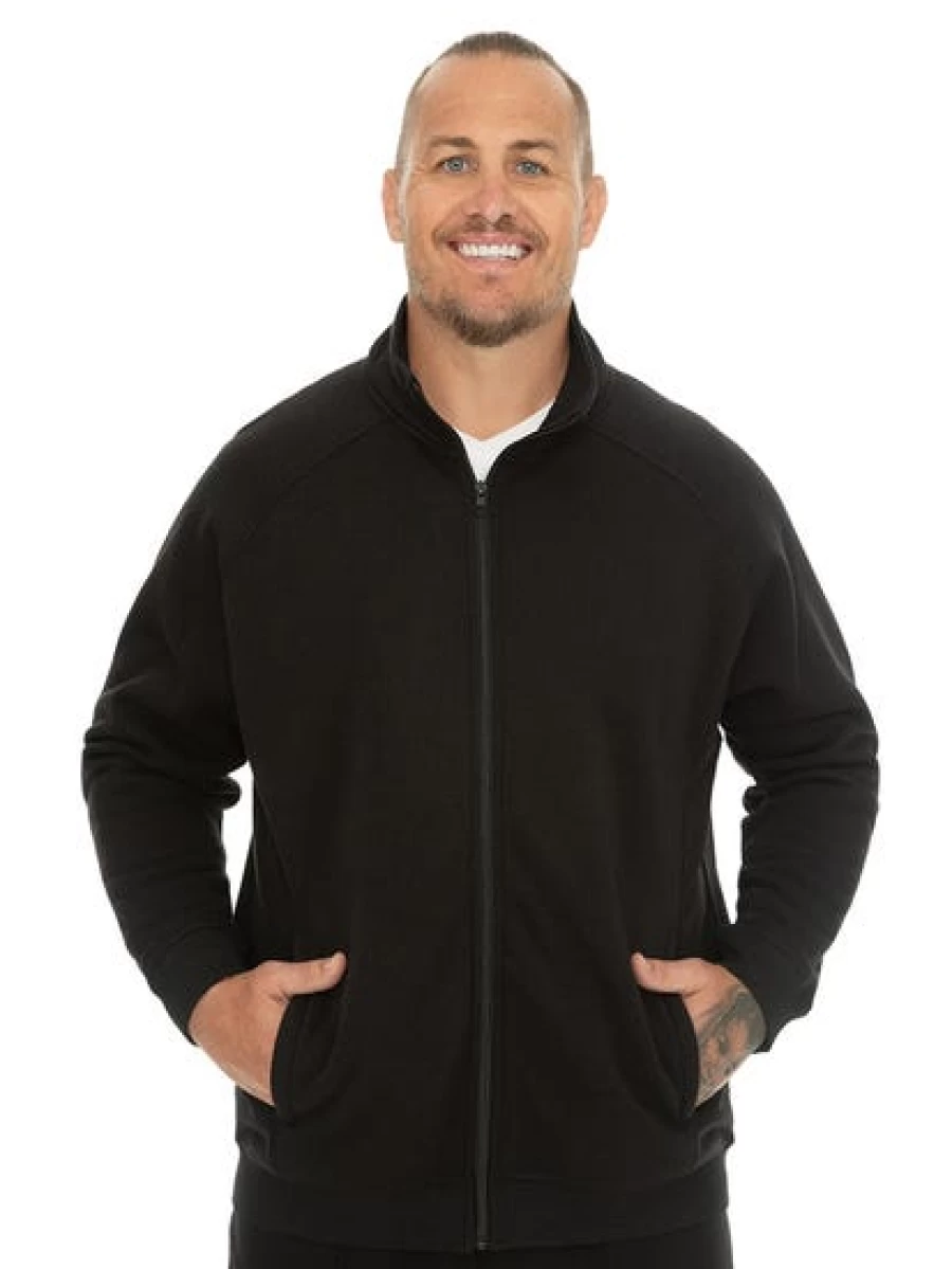 DBK Men's Built N Fit Zip Through Fleece Jacket - Black Athletic Fit Fleece Hoodie