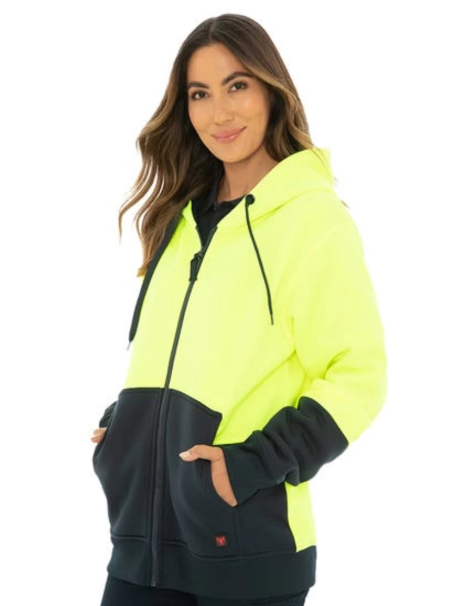 Men's Traders High Visibility Zip-Up Hoodie - Yellow & Navy Safety Workwear