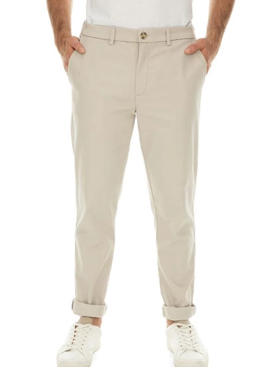 "Traders Men's Slim Fit Super Stretch Chinos in Beige | Comfortable Stretchable Pants"