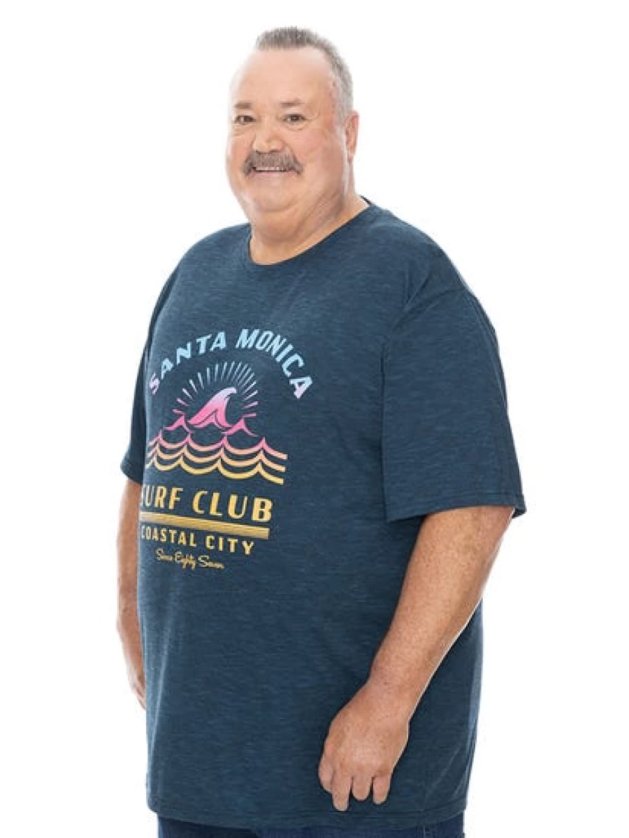 Built N Fit Men's Navy Santa Monica Graphic T-Shirt - Big & Tall Comfort Fit Tee