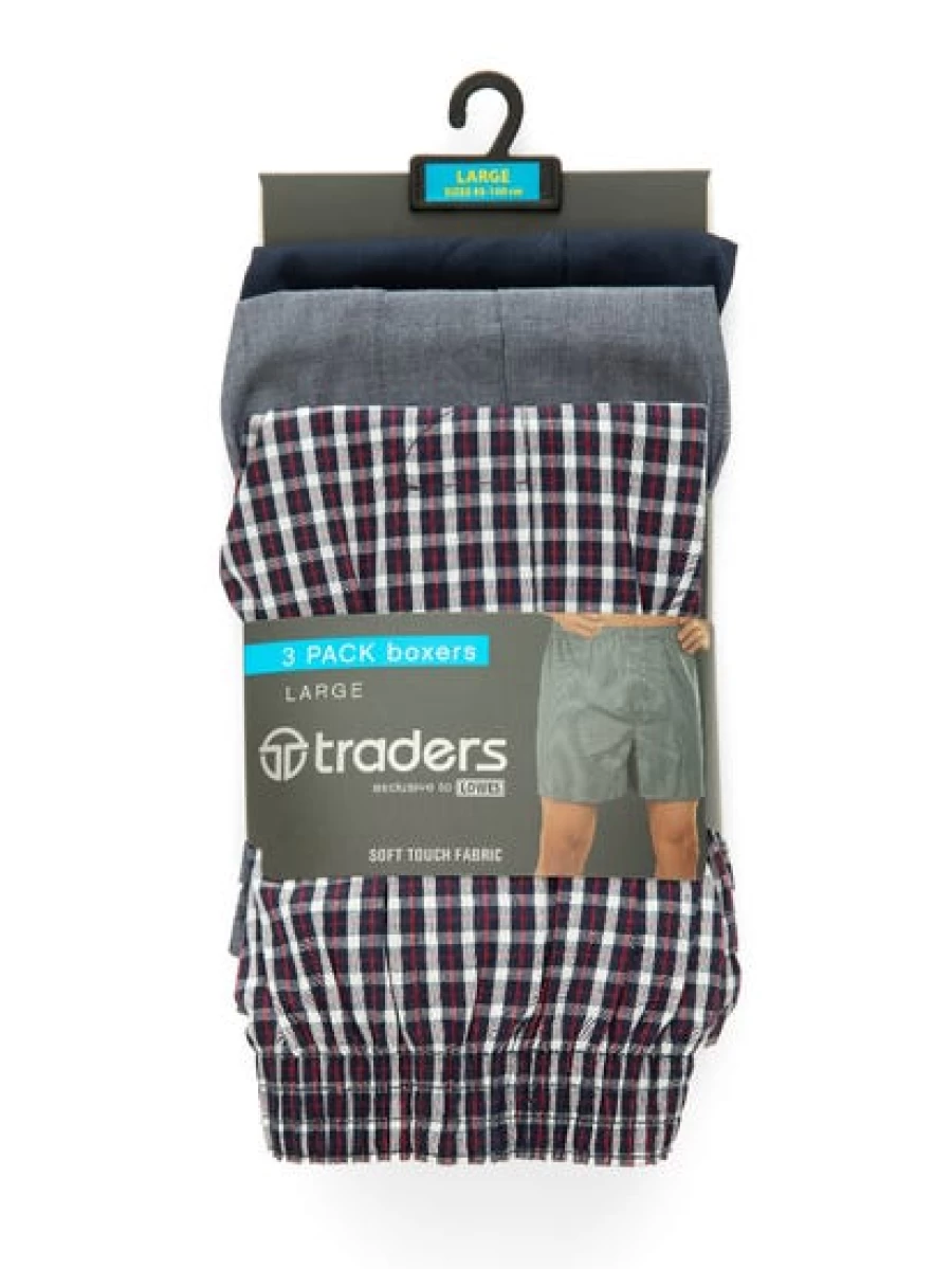 Men's Traders Boxer Briefs 3-Pack - Soft Cotton Underwear Multipack