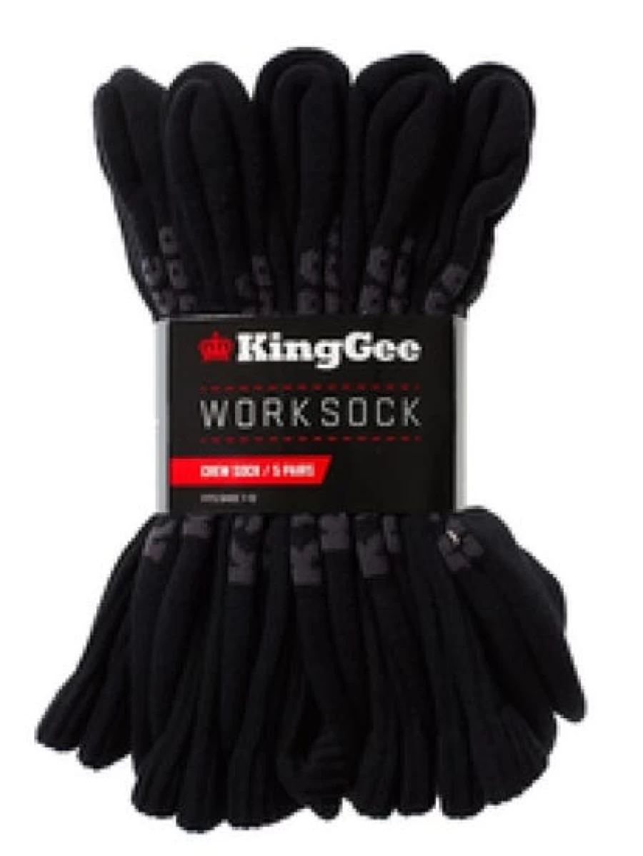Lowes Men's Black Work Socks 5-Pack - King Gee Style Durable Comfort