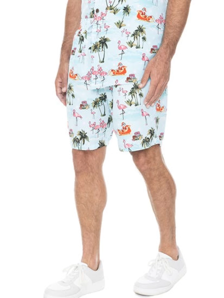 Lowes Men's Christmas Printed Aqua Shorts Holiday Casual Wear